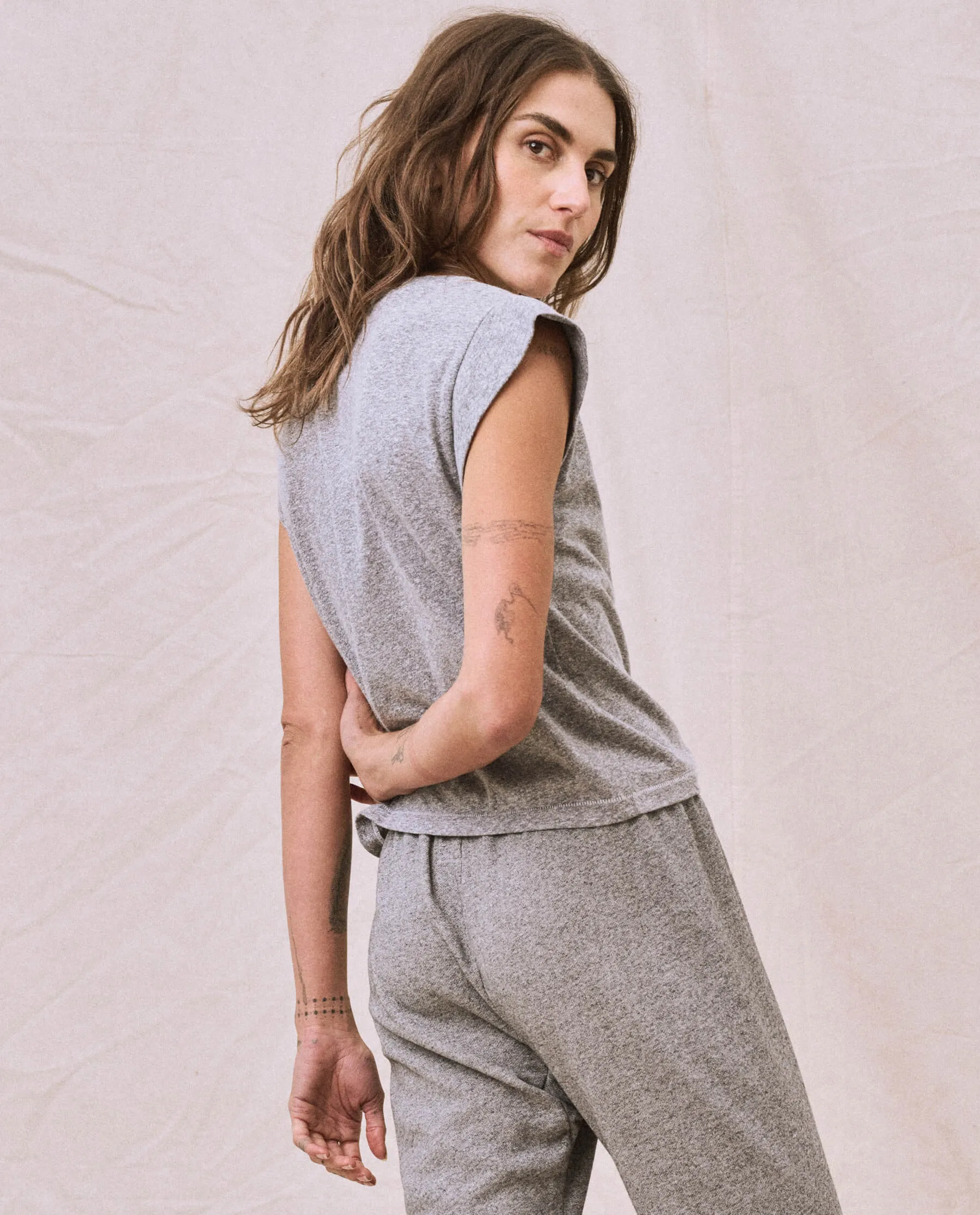 The Peak Shoulder Tee. -- Heather Grey